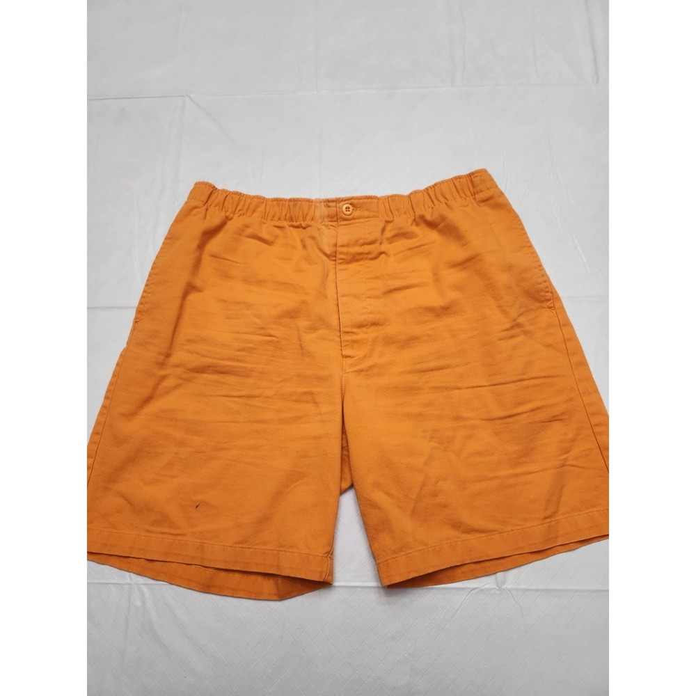 J Crew Shorts Mens Large Orange Made USA 100% Cotton Elastic Waist Casual